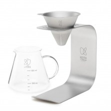 Cafetera de titanio y borosilicato con soporte Pour Over kit Keith