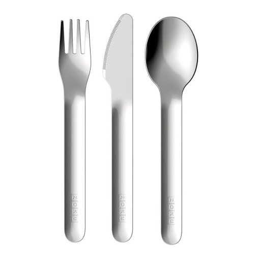 Cada Set cubiertos infantiles Zoku incluye: cuchara, cuchillo y tenedor
