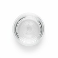 Vaso Mythos Paz Nature's Design con vista interior a las inscripciones de la palabra paz en varios idiomas y la paloma de la paz