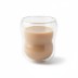 Vaso doble pared borosilicato Nature's Design sobre fondo blanco con una bebida chocolateada