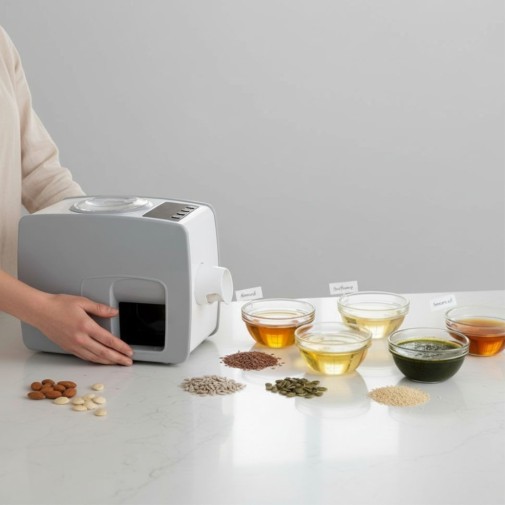 Selección de diferentes aceites hechos con la Prensa aceite vegetal Yoda gris