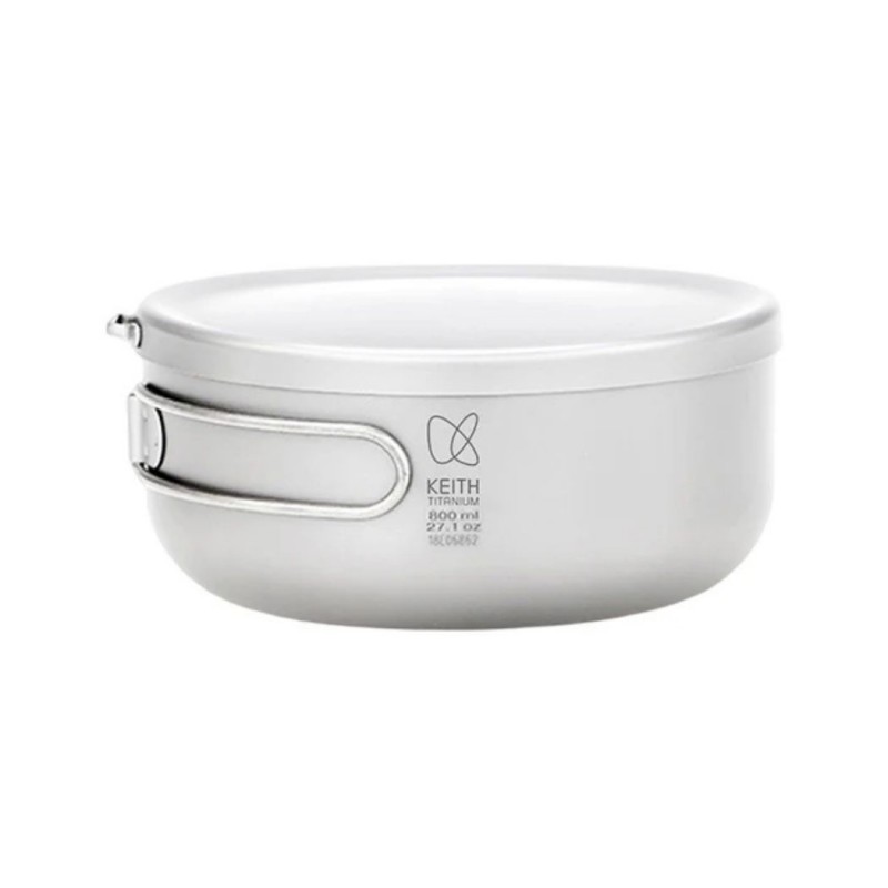 Lunch box de titanio 800 ml Keith con el mango plegable cerrado