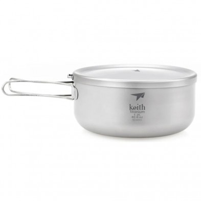 Lunch box de titanio 1200 ml Keith con el mango abierto