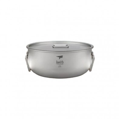 Olla baja de titanio 1800 ml Keith con las asas plegadas