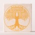 Posavasos vitalizador de piedra travertina con Árbol de la Vida amarillo vista ampliada