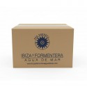 Caja simple marrón completa con Caja de 6 unidades de Ibiza y Formentera agua de mar microfiltrada de 3 L
