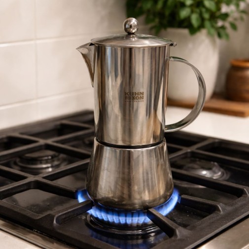 Cafetera Express Juliette 500 ml Kuhn Rikon con el fuego de gas