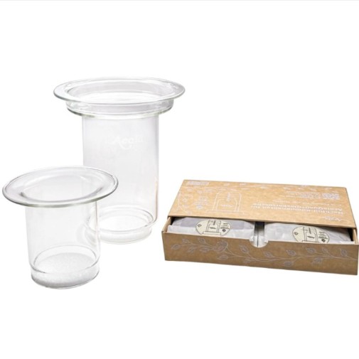 Filtro de vidrio AcalaQuell Mini 5L desmontado con la caja de elementos filtrantes a la derecha