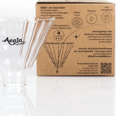 Vista trasera de la caja del Embudo de vidrio Riffilo AcalaQuell