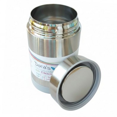 Termo de comida de acero inoxidable Biodora tapa quitada con vista interior