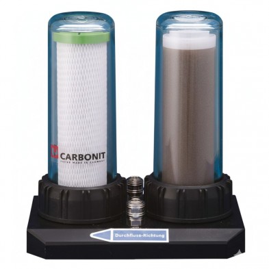 Foto frontal del Filtro bajo encimera Descalcificador DUO Carbonit Foto frontal del Filtro bajo encimera Descalcificador DUO Carbonit