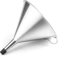 Embudo Inox 20 cm Lacor vista lateral con el tapón en el vertedor