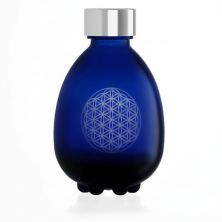 Botella egg of life grabada con la flor de la vita y el tapón de acero