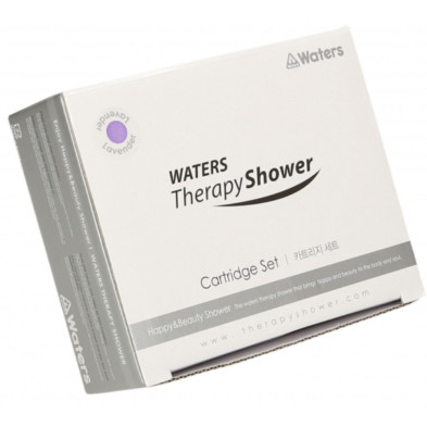 Packaging cerrado del Pack 2 repuestos filtro ducha terapéutica Waters con aroma a lavanda
