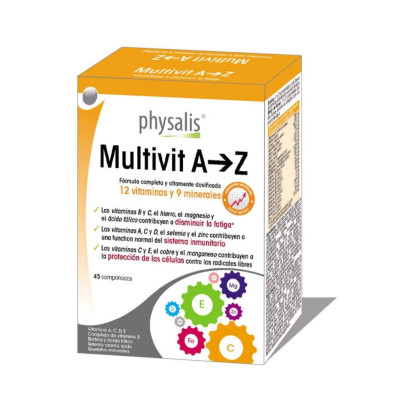 Caja de 45 comprimidos multivitamínicos Multivit A-Z de Physalis Caja de 45 comprimidos multivitamínicos Multivit A-Z de Physalis
