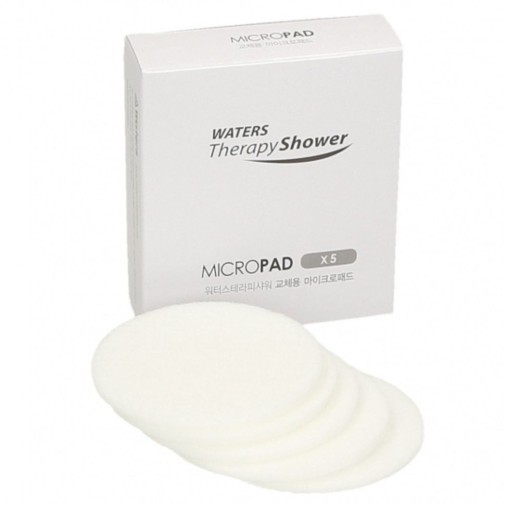Packaging del pack ahorro de 5 almohadillas MicroPAD ducha terapéutica Waters