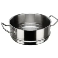 Accesorio de recambio de acero inoxidable para cocinar al vapor, con asas y base perforada 24 centimetros de diámetro.