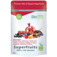Super Fruits Raw Ecológicos Biotona en polvo envasado en bolsa hermética con 150 g