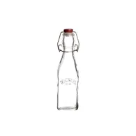 Botella de Vidrio Clip Top Cuadrada 250 ml Kilner sobre fondo blanco