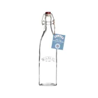 Botella de Vidrio Clip Top Cuadrada 550 ml Kilner con la etiqueta azul