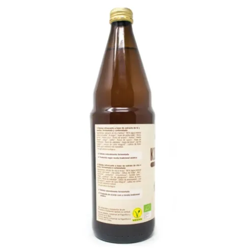 Información trasera de la botella Kombucha bio Voelkel (750 ml) pack 6 unidades