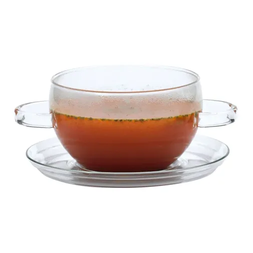 Bowl para sopa Hot-Pot con plato de vidrio Trendglas Jena (400 ml) con sopa caliente