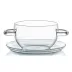 Bowl para sopa Hot-Pot con plato de vidrio Trendglas Jena (400 ml) con fondo blanco