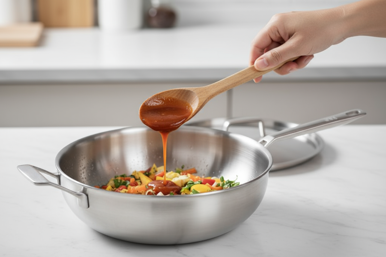 Consejo pro_salsas al final del cocinado en wok