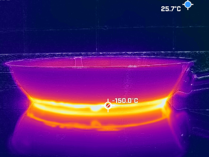 sarten con fundo multidifusor con cámara térmica de perfil