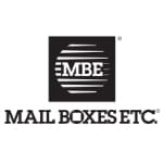 Logotipo de Mail Boxes Etc. con "MBE" dentro de un círculo rayado.