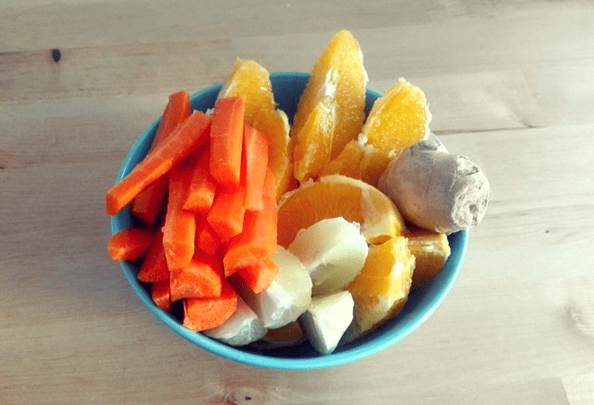 zumo de naranja zanahoria jengibre y limon