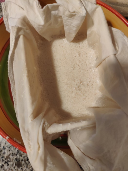 bolsa de tela para colar leches vegetales
