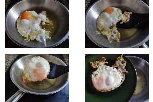 Fases para hacer un huevo frito en la sartén sin níquel